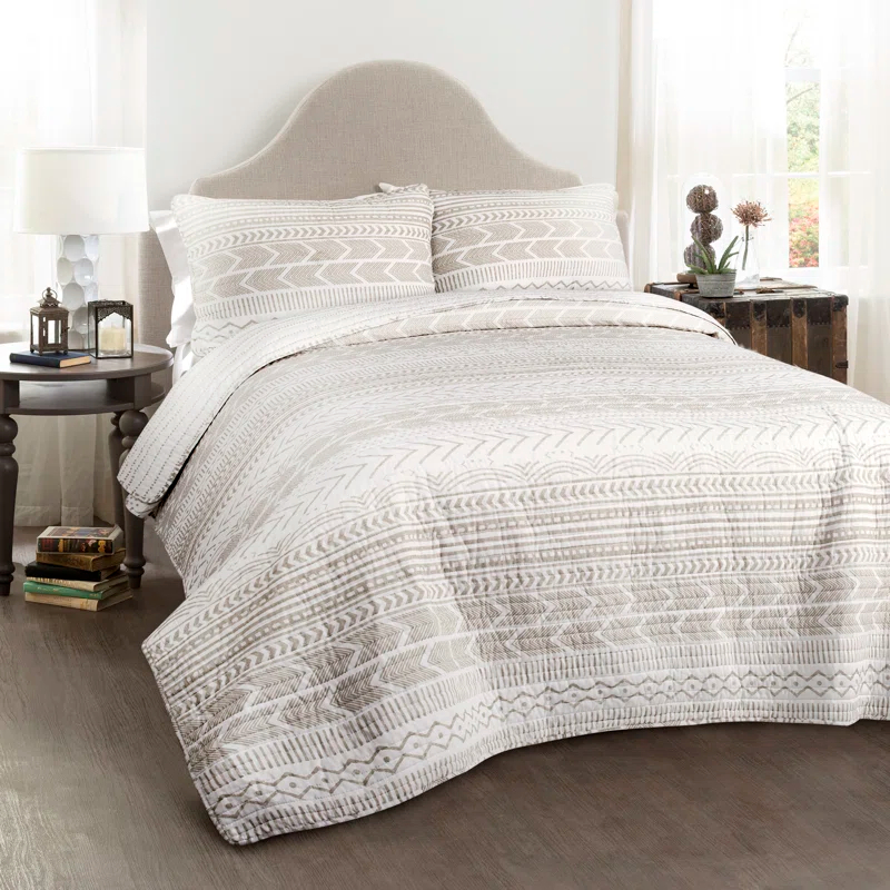 Lush Decor Hygge Geo Reversible Contemporary 3-Piece Quilt Set
