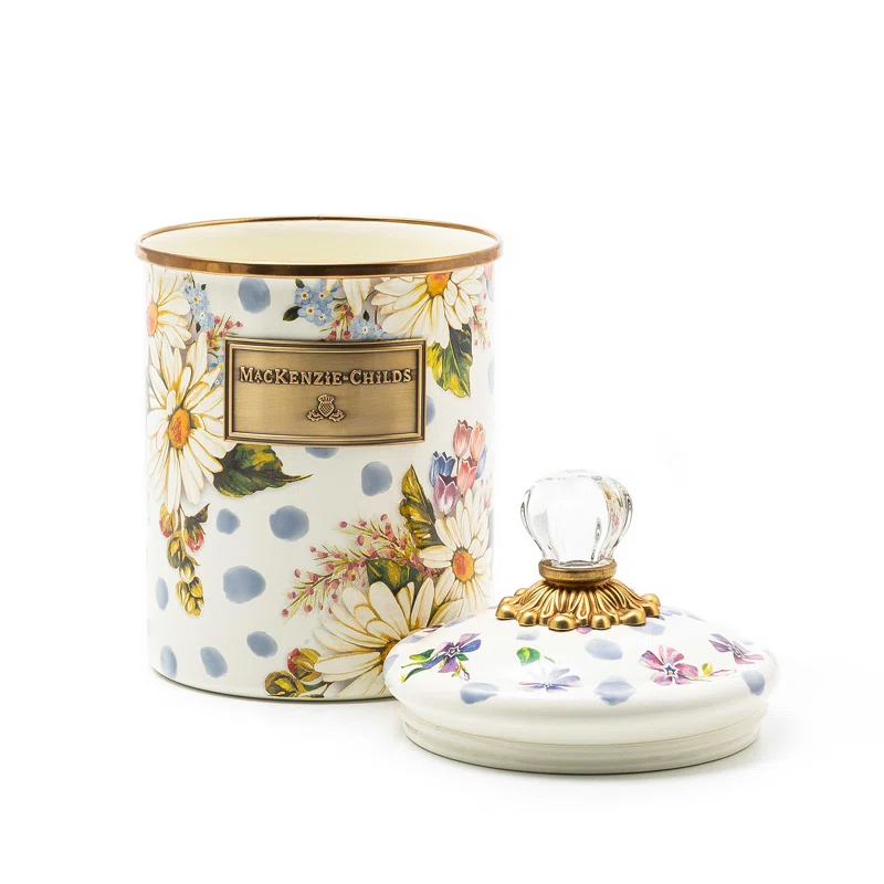 MacKenzie-Childs Wildflowers Blue Enamel Medium Canister