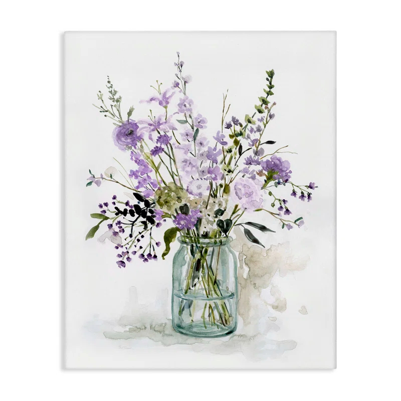 Stupell Industries Mixed Purple Botanicals Traditional Flower Arrangement Painting by Carol Robinson - Graphic Art on Canvas