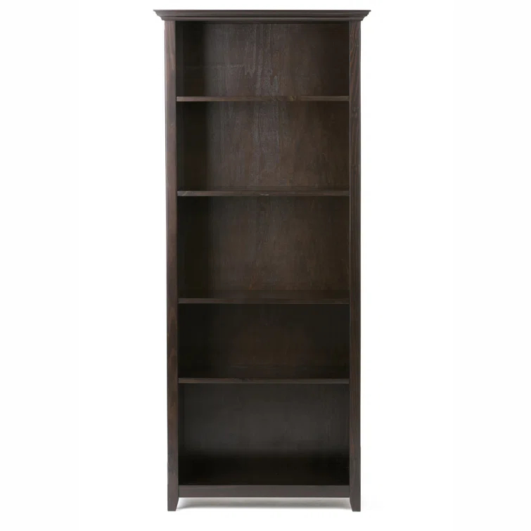 Simpli Home Amherst 30"W Solid Wood 5 Shelf Bookcase with Adjustable Shelves