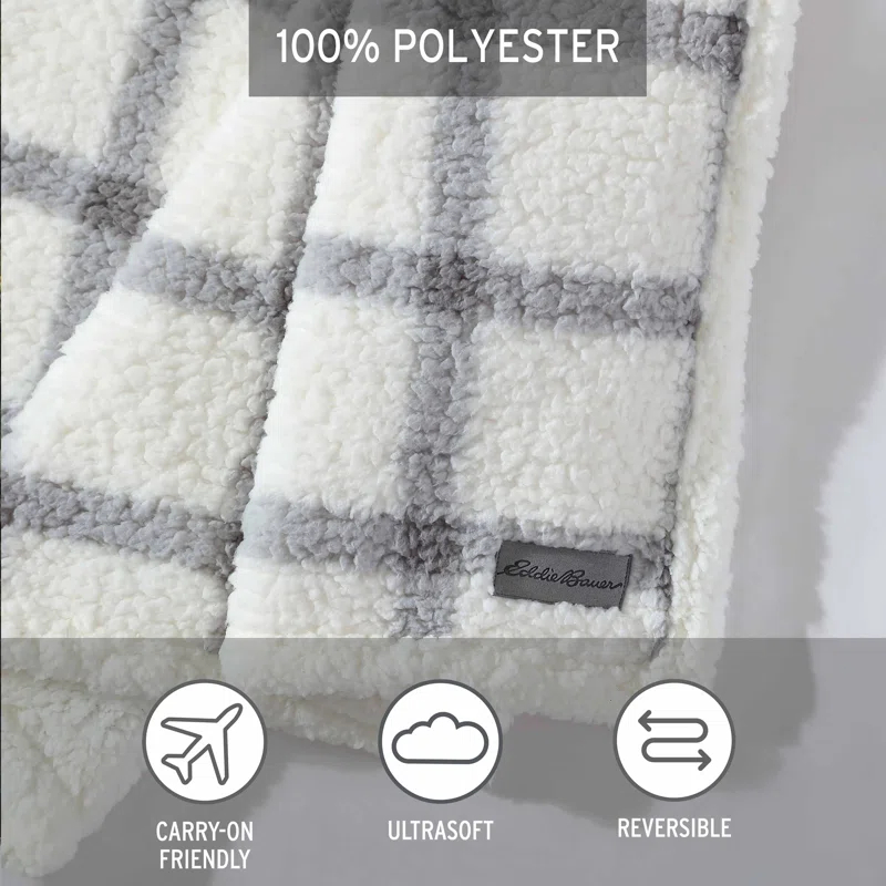Eddie Bauer Printed Sherpa Reversible Throw Blankets