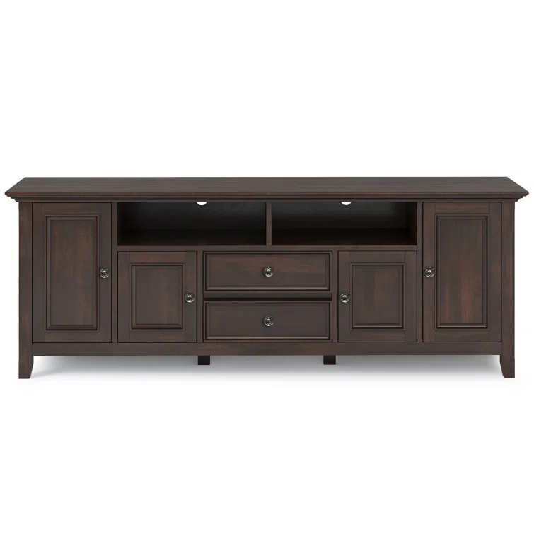 Simpli Home Amherst 72"W Solid Wood TV Stand for TVs up to 80" with Adjustable Shelves