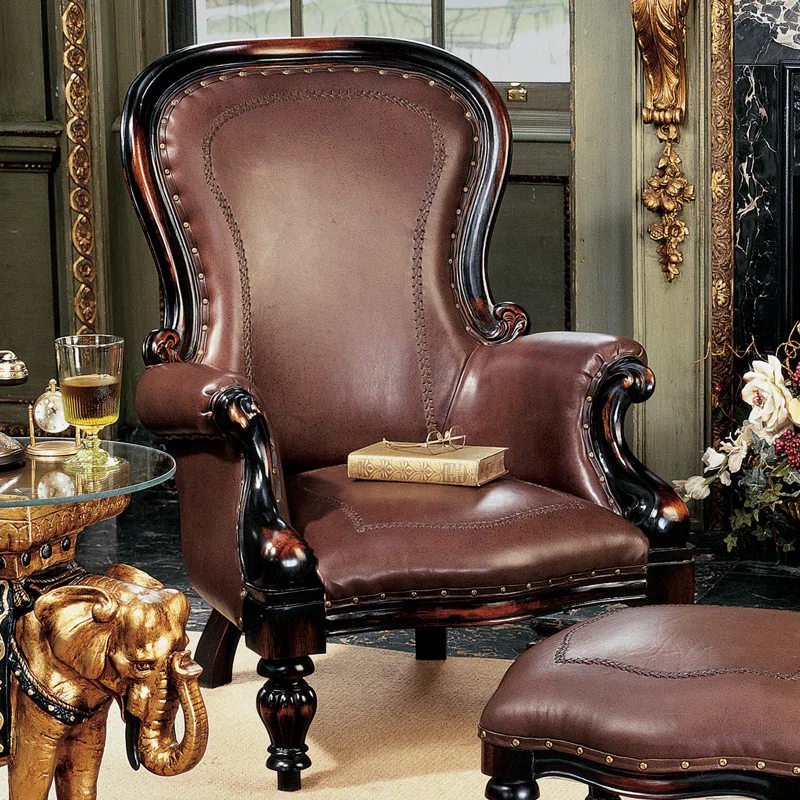 Design Toscano Victorian Faux Leather Armchair