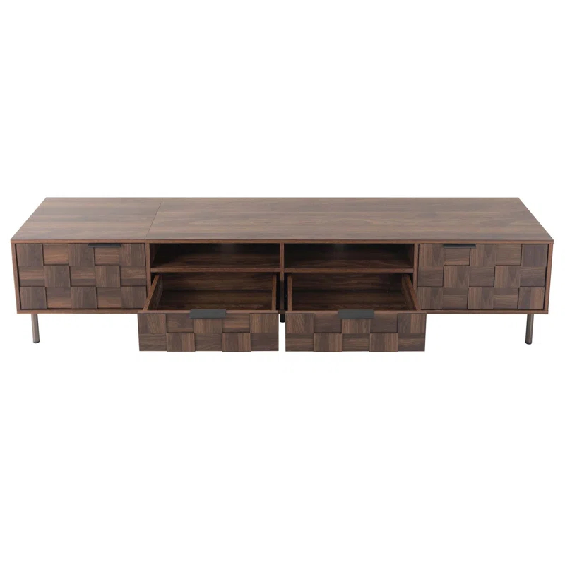 George Oliver Mid Century TV Stand with 2 Drawers, Media Console Table for TVs up to 85'', Entertainment Center with Storage for Living room, Bedroom, Home Theatre