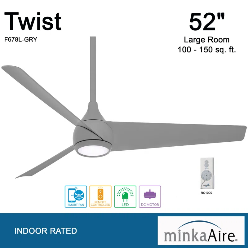Minka Aire 52'' 3 - Blade LED Smart Standard Ceiling Fan with Remote Control and Light Kit Included