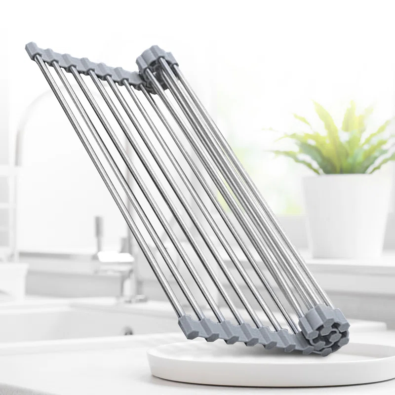 Cheer Collection Adjustable Stainless Steel Over The Sink Dish Rack