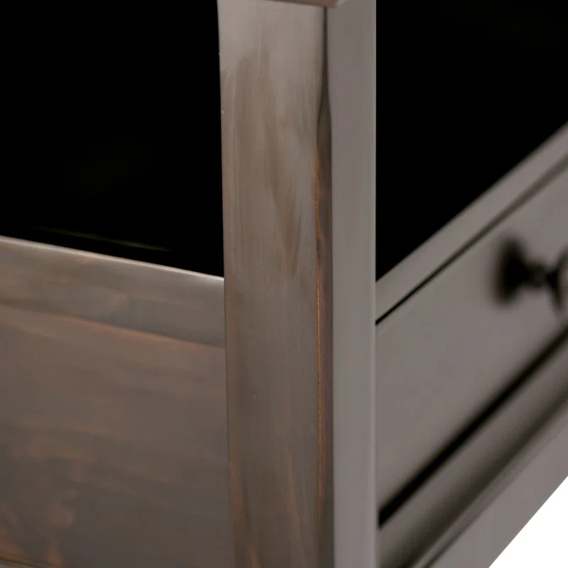 Simpli Home Amherst 44"W Solid Wood Transitional Coffee Table with Open Shelf and 2 Drawers