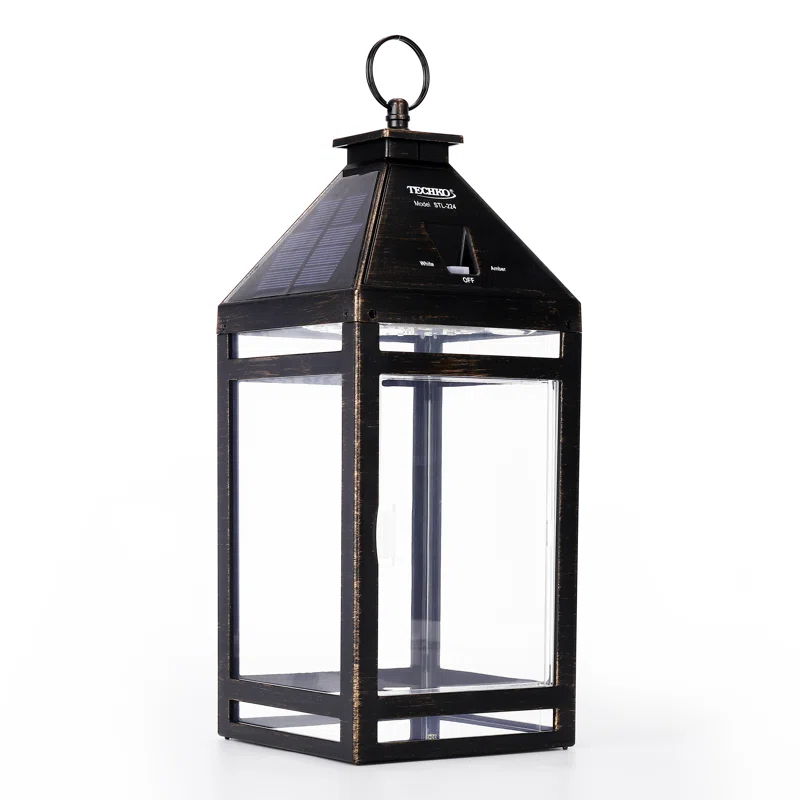 Techko 12.88 Outdoor Vintage Solar LED Lantern with Auto Dawn-to-Dusk Sensor