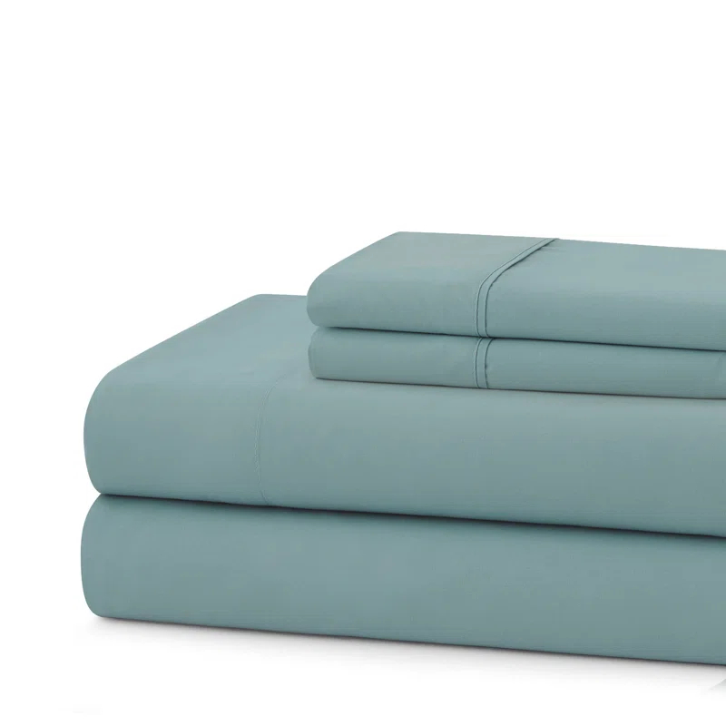 Sweet Home Collection 100% Cotton Percale 4-Piece Solid Sheet Set