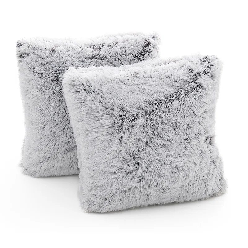 Cheer Collection Faux Fur Throw Pillow (Set of 2)