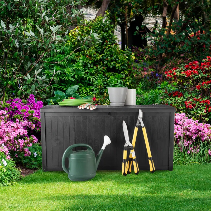 Pure Garden Outdoor Storage Box - 113 Gallon Lockable Deck Box for Pool Accessories, Patio Furniture Cushions, or Package Delivery for Outside by Pure Garden