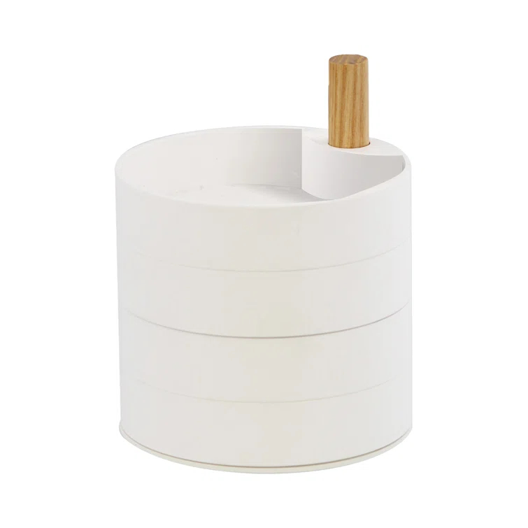 Yamazaki Home 4-Tiered Jewelry Boxes Saving, Plastic + Wood