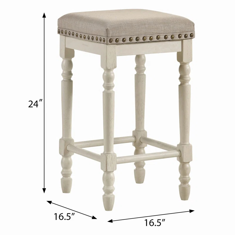 2PC Tan and Antique White Counter Height Stools