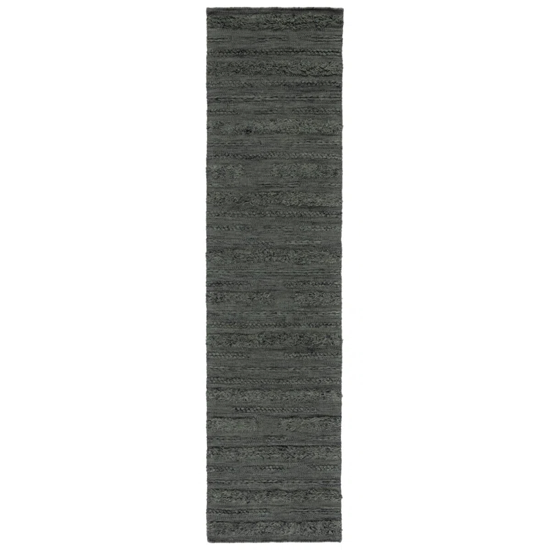 Hartzler Handmade Flatweave Charcoal/Ivory Area Rug
