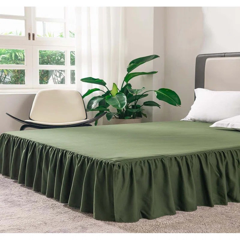LUCULY Bed Skirt Queen Size Ruffled Bed Skirt with Split Corners, Queen Bed Skirt Drop