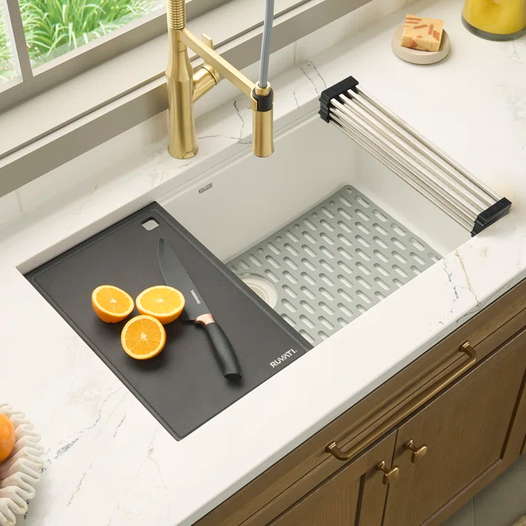 Ruvati Ruvati 33-inch Undermount Workstation Granite Composite Kitchen Sink RVG2306WH