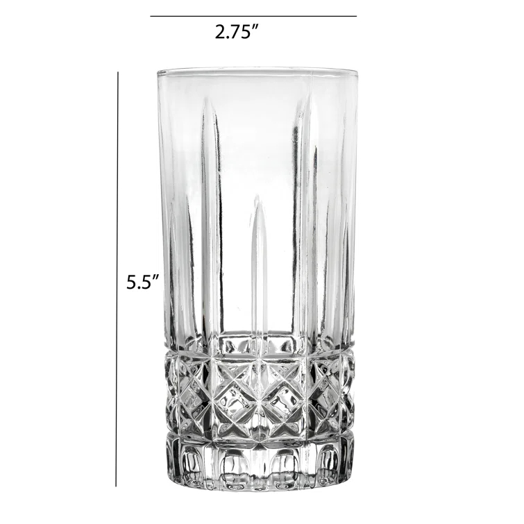 Lorren Home Trends Lorren Home Trends Tall 12 Ounce Drinking Glass-Textured Cut Glass (Set of 6)
