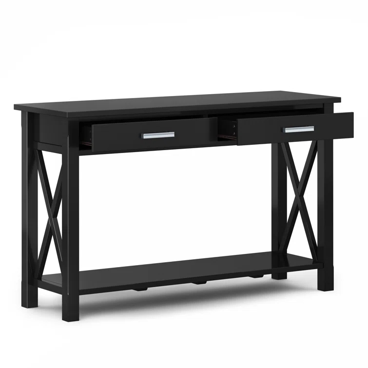 Simpli Home Kitchener 47"W Solid Wood Contemporary Storage Console Table with 2 Drawers and Bottom Storage Shelf