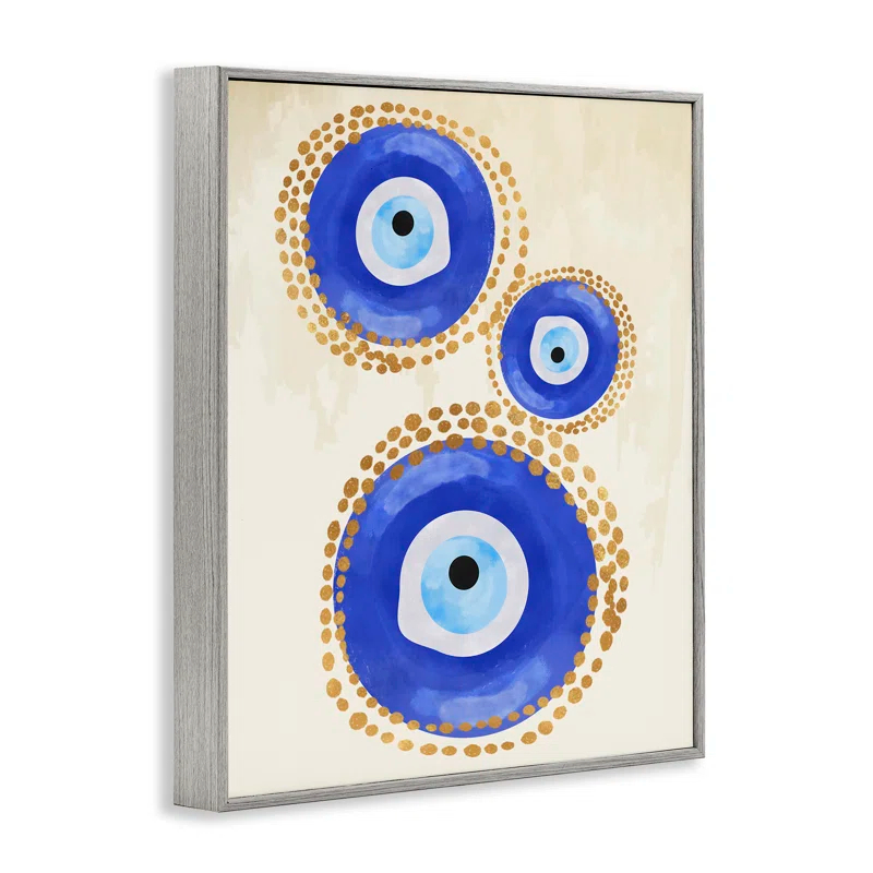 Stupell Industries " Round Blue Evil Eye Pattern Lustrous Dotted Detail " by Two Smart Blondes Painting Print