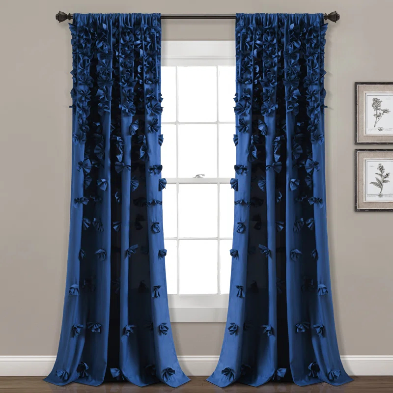 Lush Decor Riley Polyester Semi Sheer Curtain Single Panel