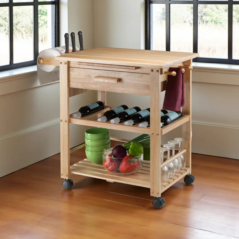 Millwood Pines Schulenburg Wood Kitchen Cart