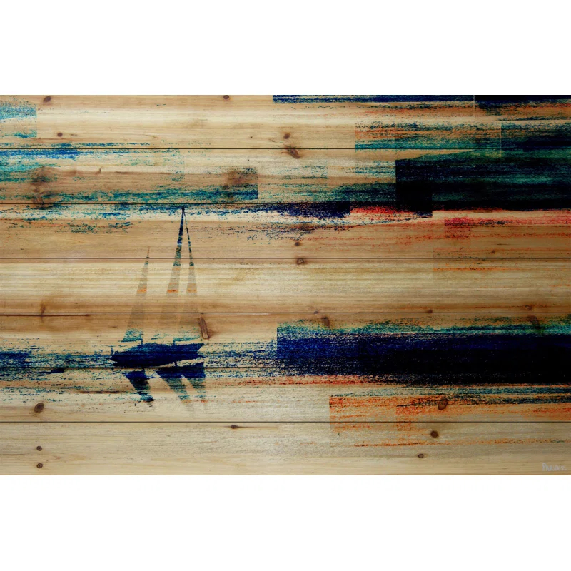 Parvez Taj 'Aegean Sea' by Parvez Taj Painting Print on Natural Pine Wood | Wayfair