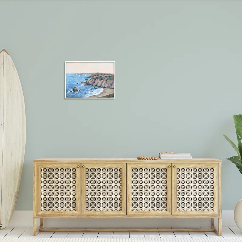 Stupell Industries " Ocean Coast Cove Distant Sailboats Beach Cliff Landscape " by Timothy O' Toole