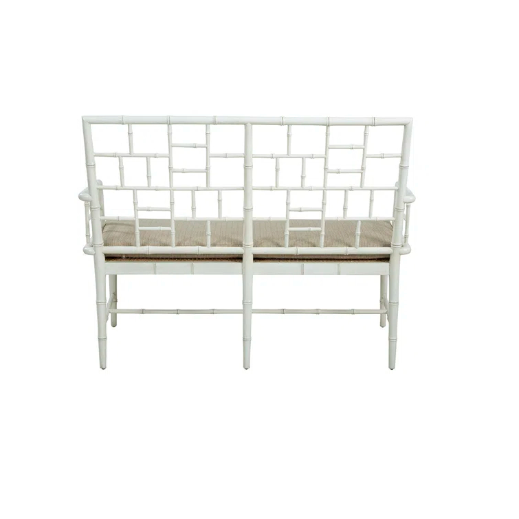 Belleville White Solid Wood Upholstered Settee