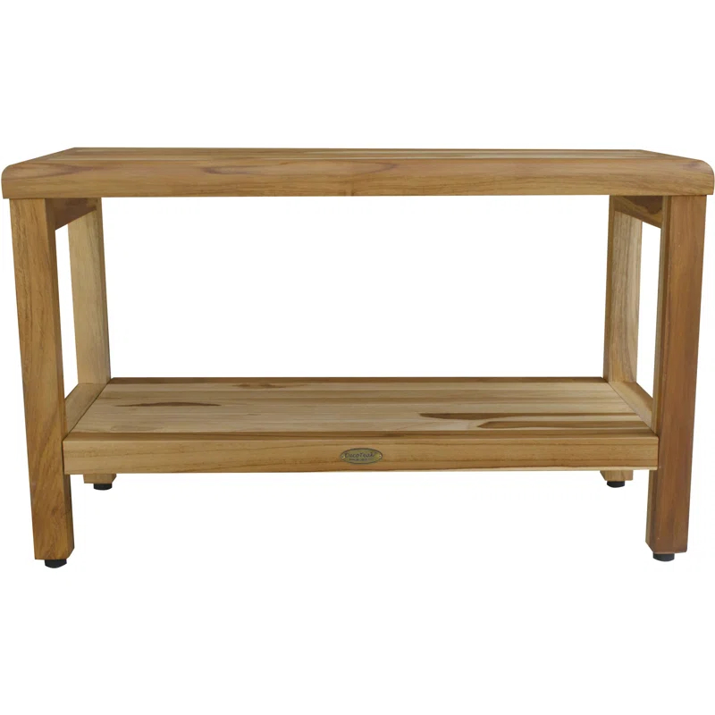 ZeaZu Rectangular Teak Shower Bench With Shelf