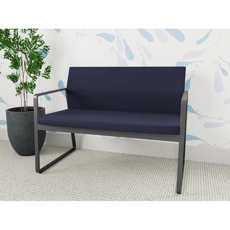 Lesro Gansett Waiting Reception Loveseat Metal Frame No Center Arms