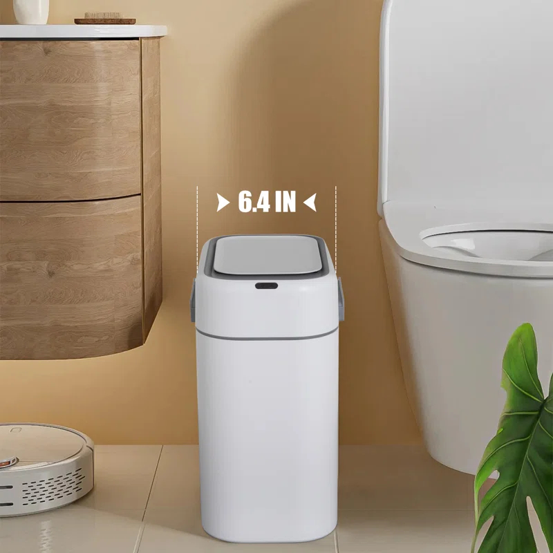 FDW Bathroom Trash Can With Lid 2.2 Gallon Touchless Motion Sensor Small Slim Garbage Can For Bathroom, Bedroom, Office, Living Room (2)