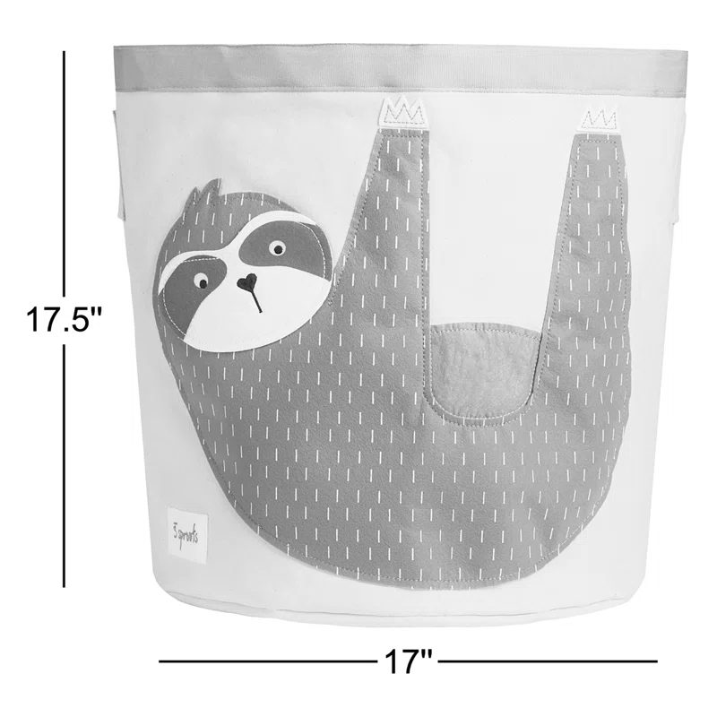 3 Sprouts 3 Sprouts - Canvas Storage Bin - Laundry and Toy Basket for Baby and Kids - Sloth