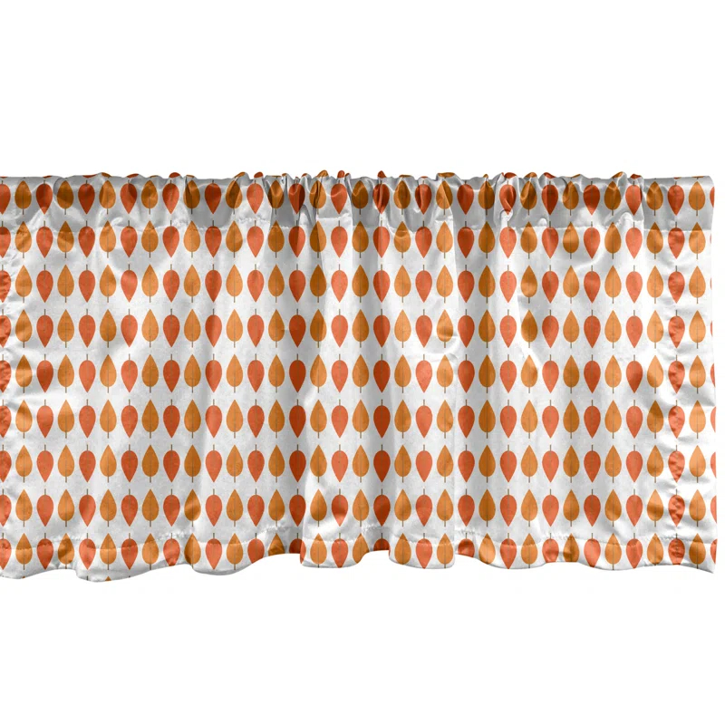Ambesonne Ambesonne Autumn Valance Pack of 2 Tangerine Tones Leaf Pile  Marigold and Vermilion