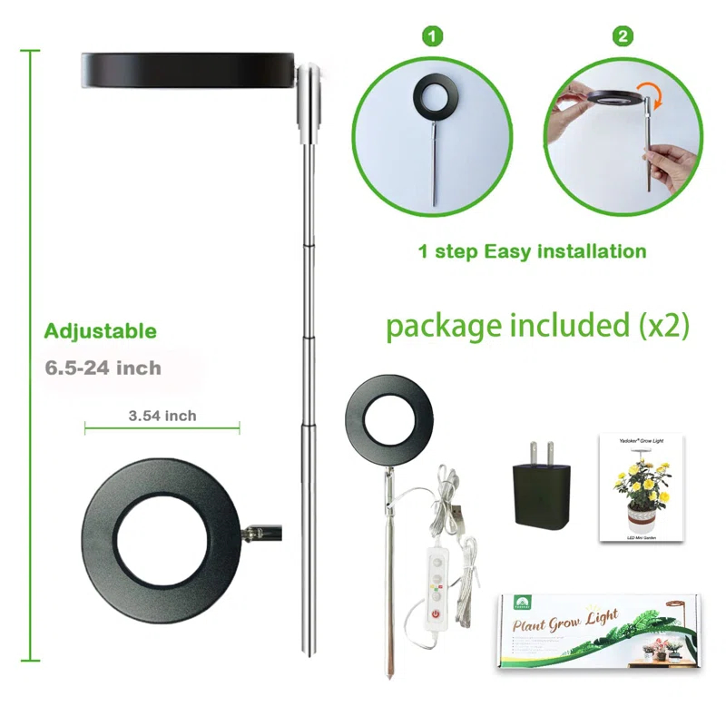 UNIVERSAL WINDOW SOLUTIONS Plant Grow Light, LED Growing Light Full Spectrum For Indoor Plants,Height Adjustable, Automatic Timer, 5V Low Safe Voltage,Idea For Small Plant Light
