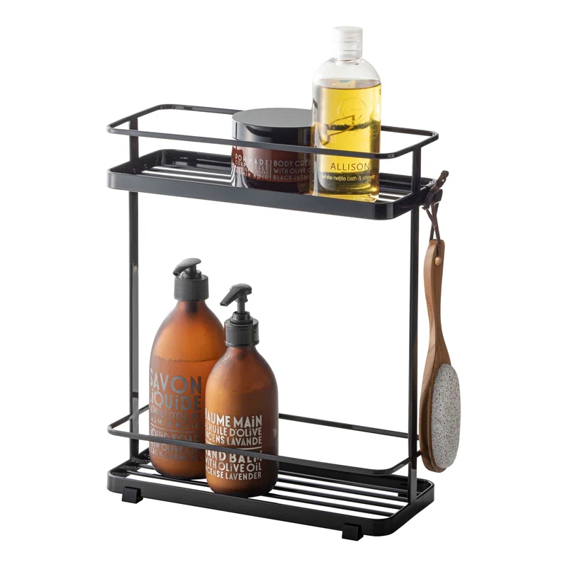 Yamazaki Home Tower Yamazaki Home Bath Rack, Bathroom Shower Storage Holder, Caddy Shelf Organizer, Short, Steel
