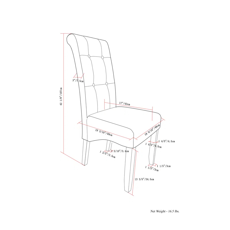 Simpli Home Cosmopolitan Tufted Upholstered Dining Chair with Curved Back in Modern Style (Set of 2) (Set of 2)