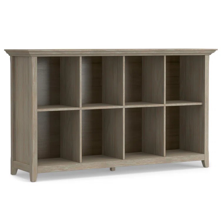 Simpli Home Amherst 57"W Solid Wood Storage Console Table with 8 Cube Storage