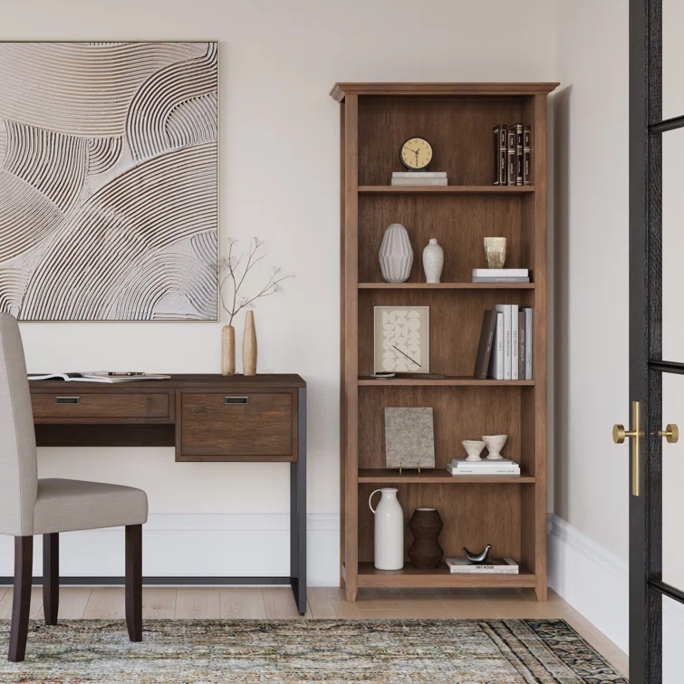 Simpli Home Amherst 30"W Solid Wood 5 Shelf Bookcase with Adjustable Shelves & Reviews | Wayfair