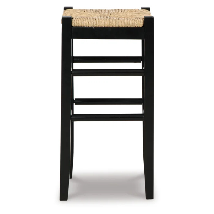 Benjara Anya Stool, Woven Seagrass Seat, Wood Frame (Set of 2)