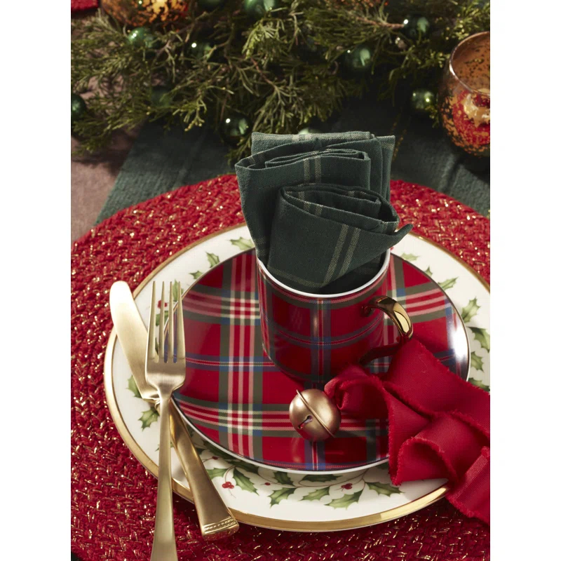 Lenox Holiday Red Tartan Mugs, Set Of 4 (Set of 4)