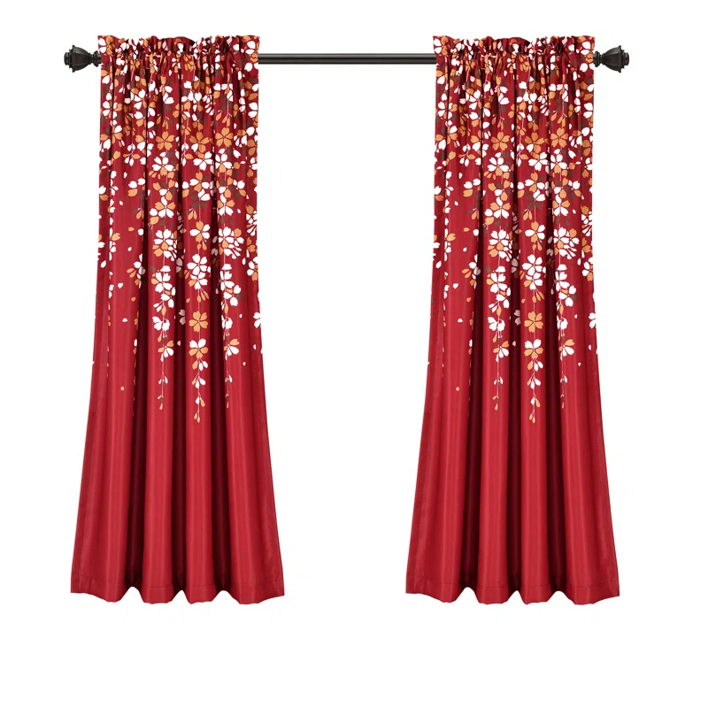 Lush Decor Weeping Flowers Floral Room Darkening Thermal Rod Pocket Curtain Panels (Set of 2)