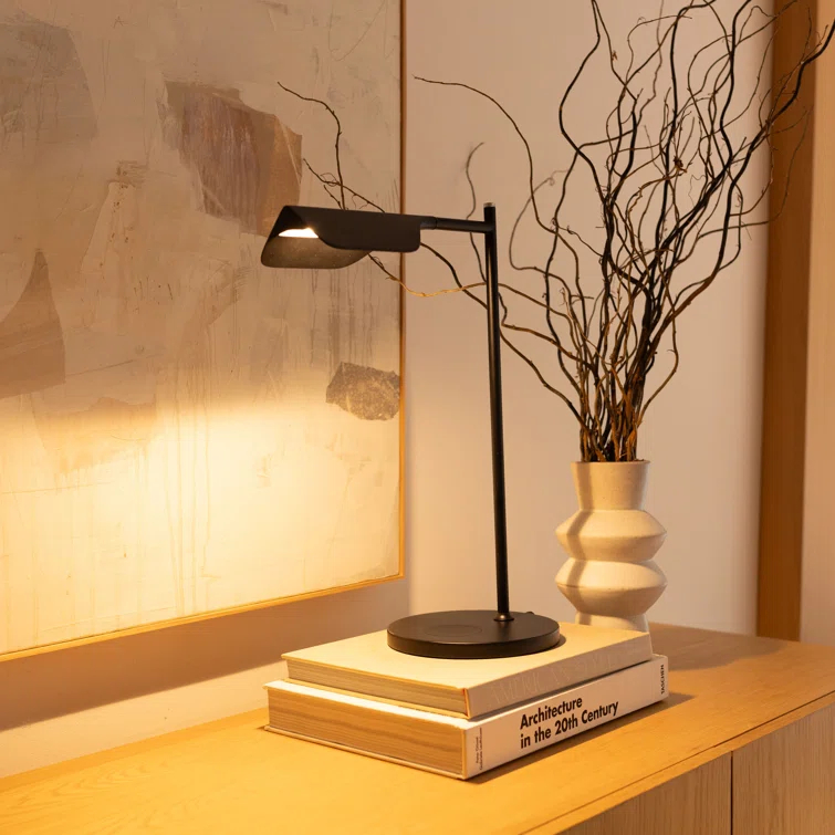 Brightech Leaf 16" Vintage LED Desk Lamp with Wireless Charging Pad, Adjustable Arm, and 3-Way Dimming