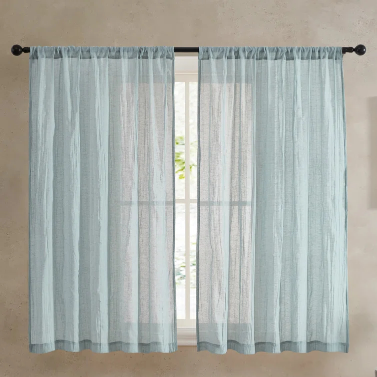 Solid Semi-Sheer Curtain Panels (Set of 2)