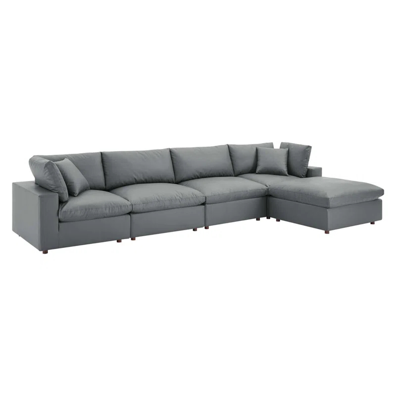 Modway Modway Commix Down Filled Overstuffed Vegan Leather 5-Piece Sectional Sofa