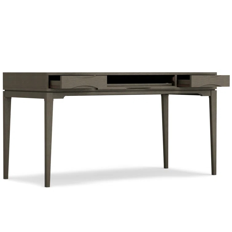 Simpli Home Harper Solid Wood Desk, Contemporary Style with Keyboard Tray and Storage