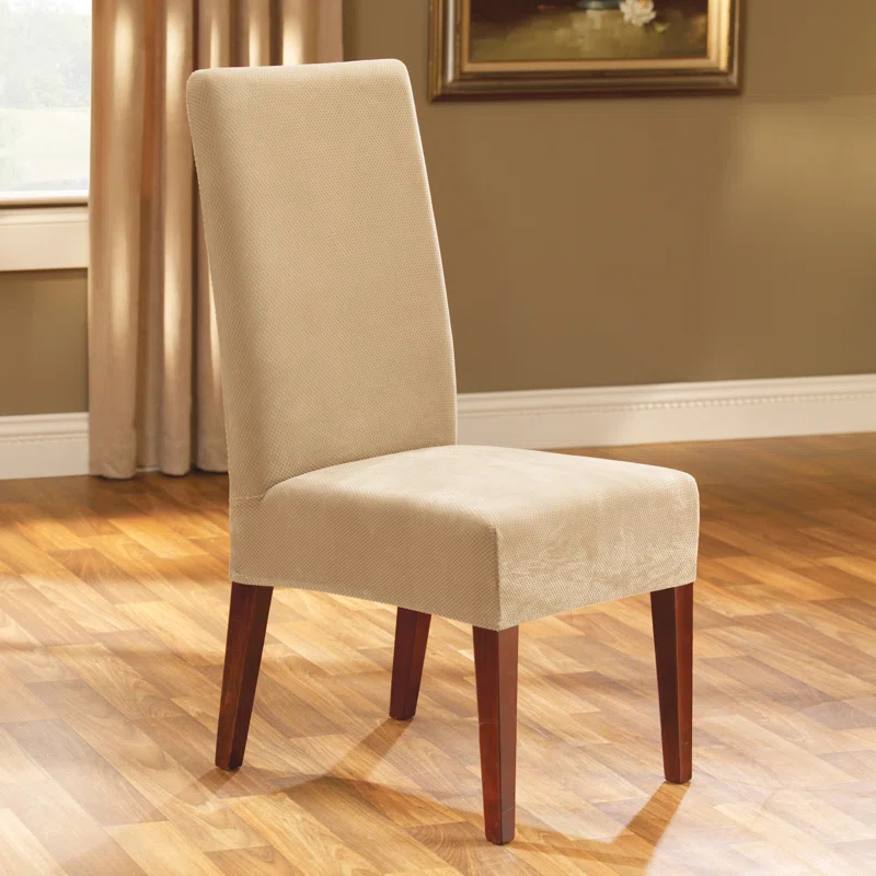 Stretch Pique Box Cushion Dining Chair Slipcover