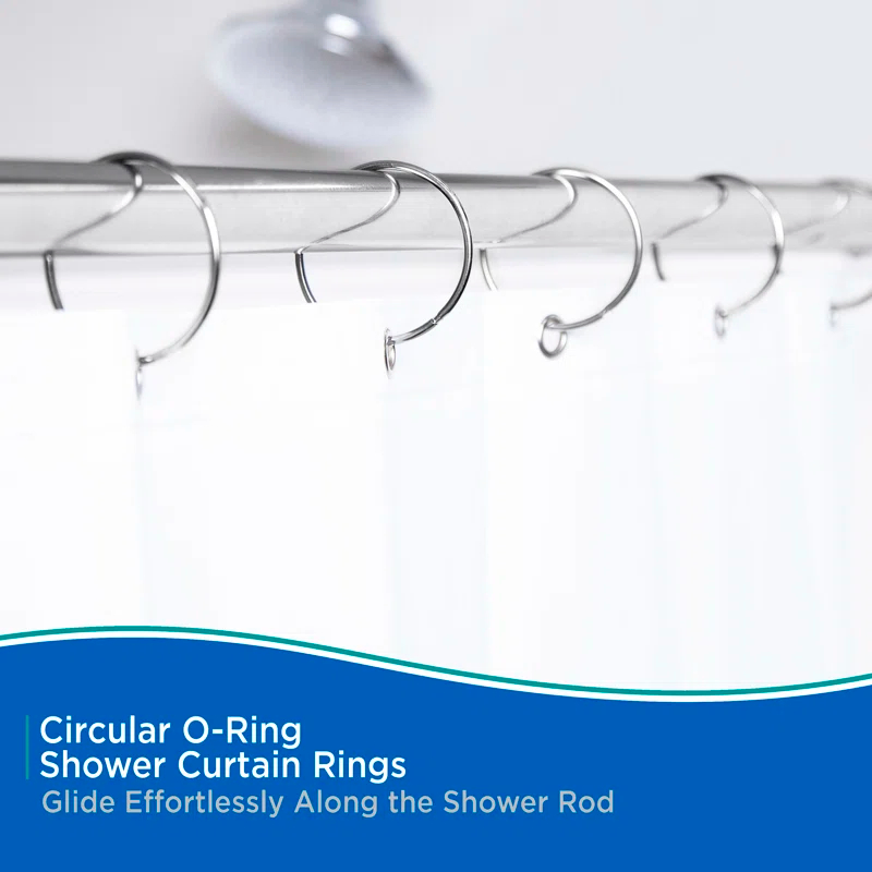 Kenney Kenney Rust-Resistant Metal Circular O-Ring Shower Curtain Rings, Chrome (Set of 12)