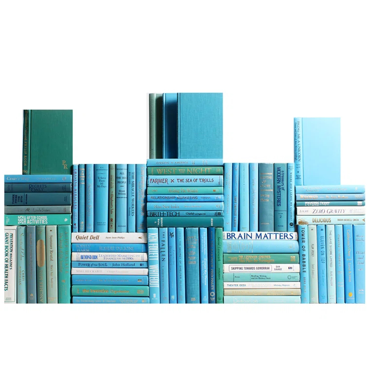 Modern Aqua and Teal Decorative Book Wall Set