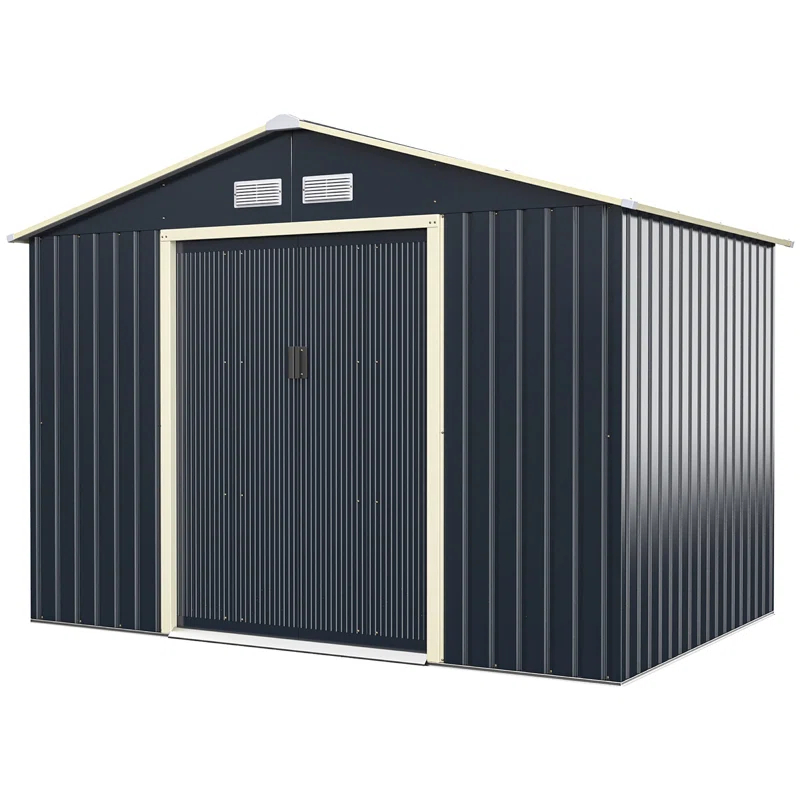 Costway 9.1 ft. W x 6.3 ft. D Metal Storage Shed