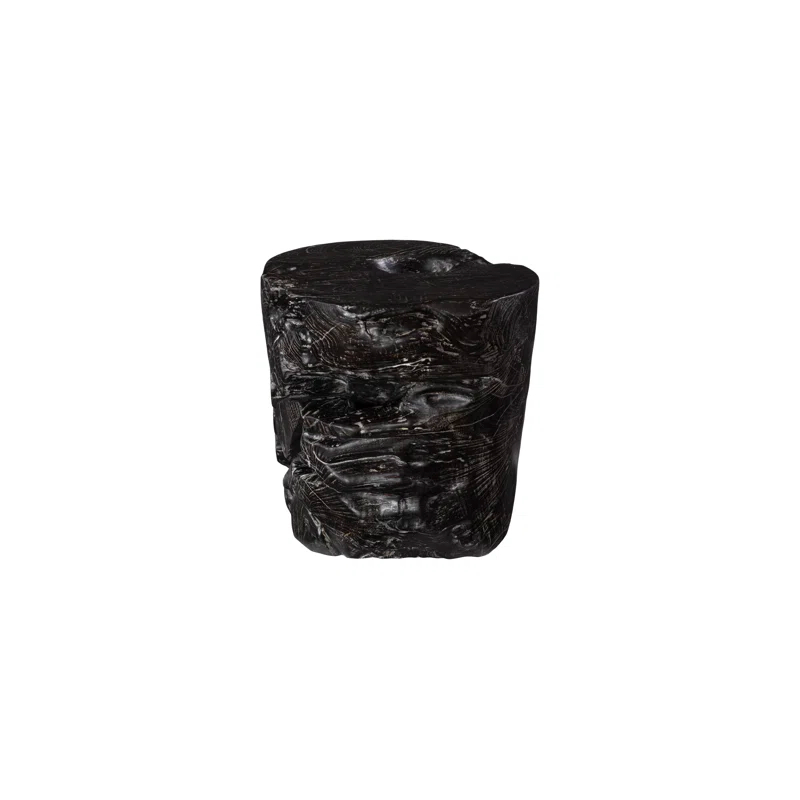 Black Wash Solid Wood Accent Stool